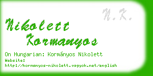 nikolett kormanyos business card
