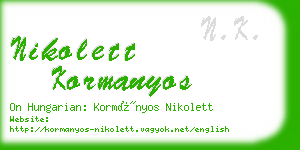 nikolett kormanyos business card